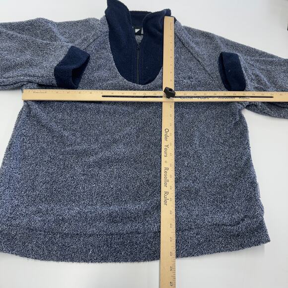 Woolly Threads Sweater Mens Medium Blue Marled 1/4 Zip Knit Pullover Cotton - Picture 5 of 8